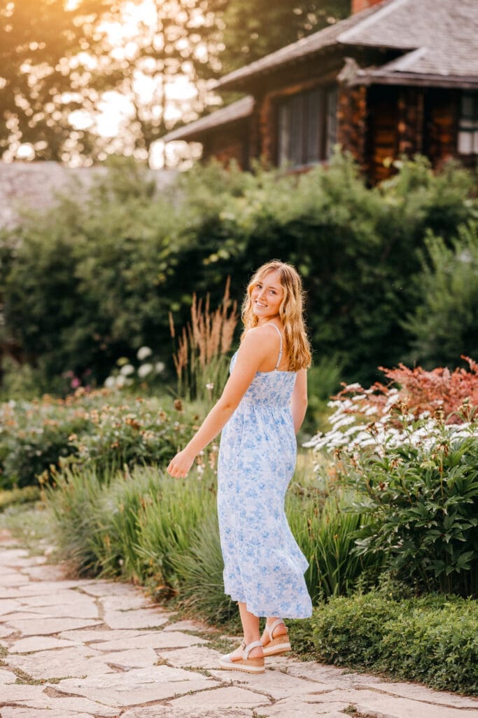 Senior photographed using higher ISO settings at sunset